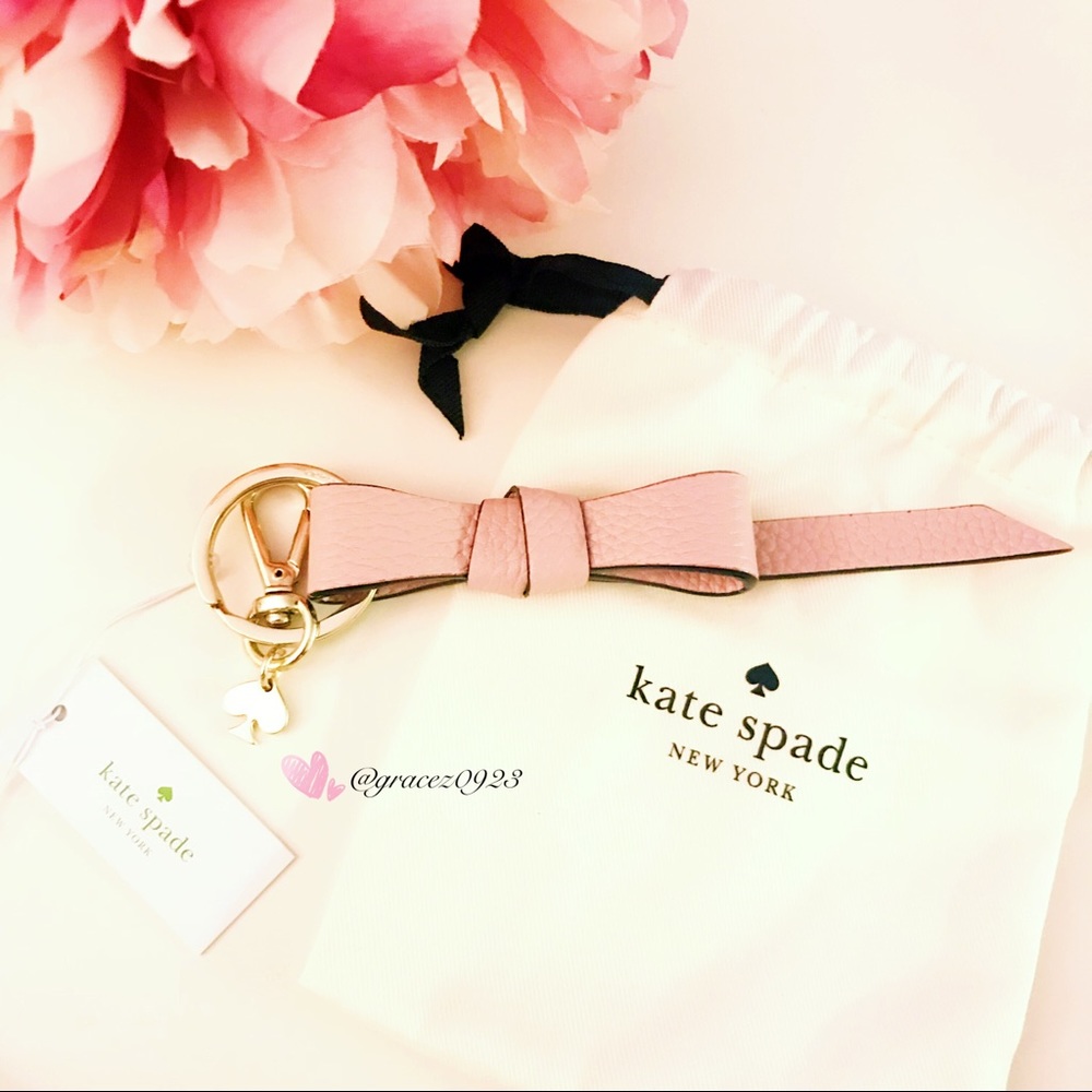 NWT Kate Spade dust pink leather bow key fob